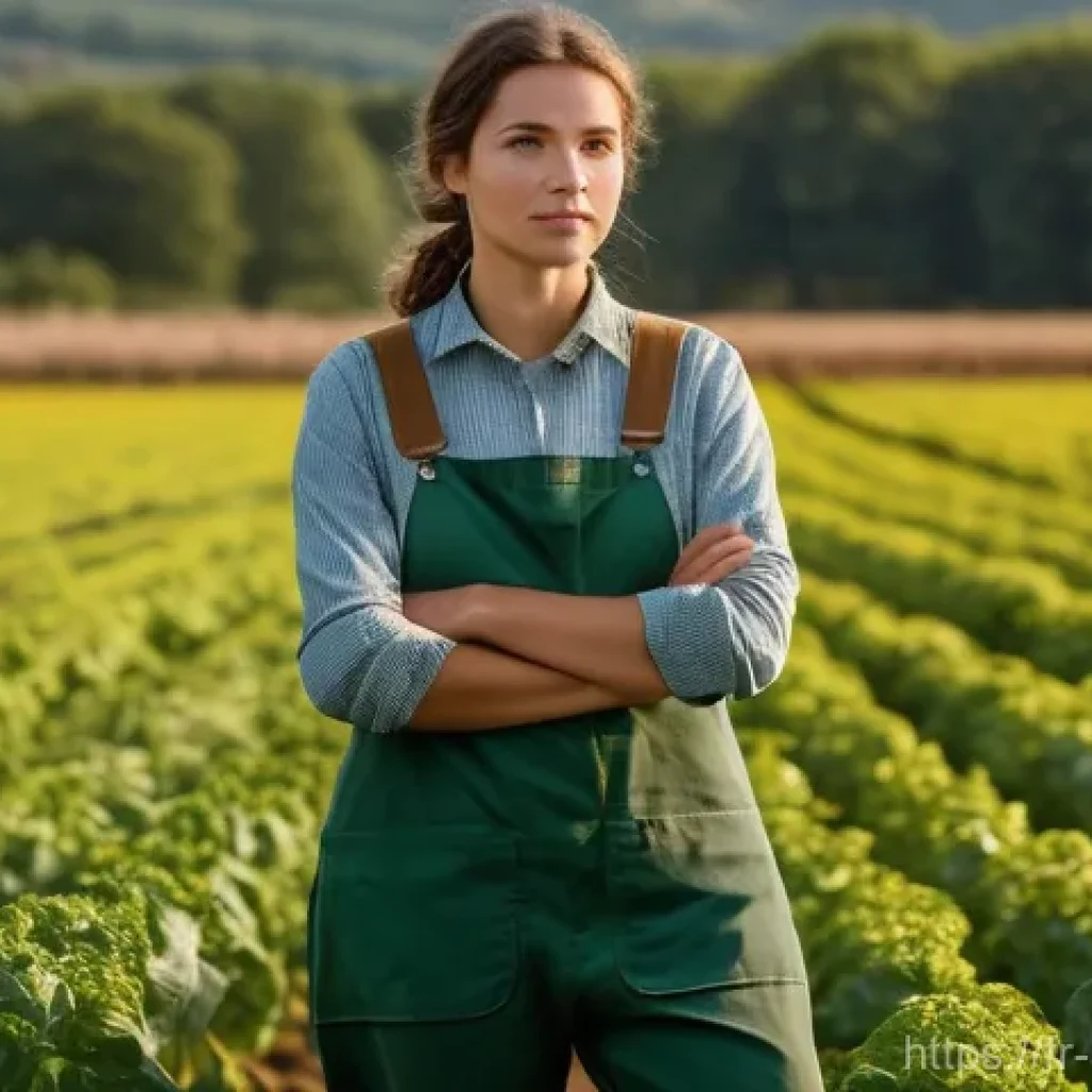 농업환경기술자와 디지털 농업 기술 - **Prompt:** A young, determined French female environmental agronomist, dressed in practical, earth-...