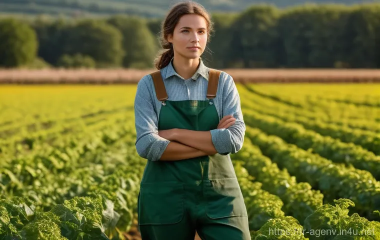 농업환경기술자와 디지털 농업 기술 - **Prompt:** A young, determined French female environmental agronomist, dressed in practical, earth-...